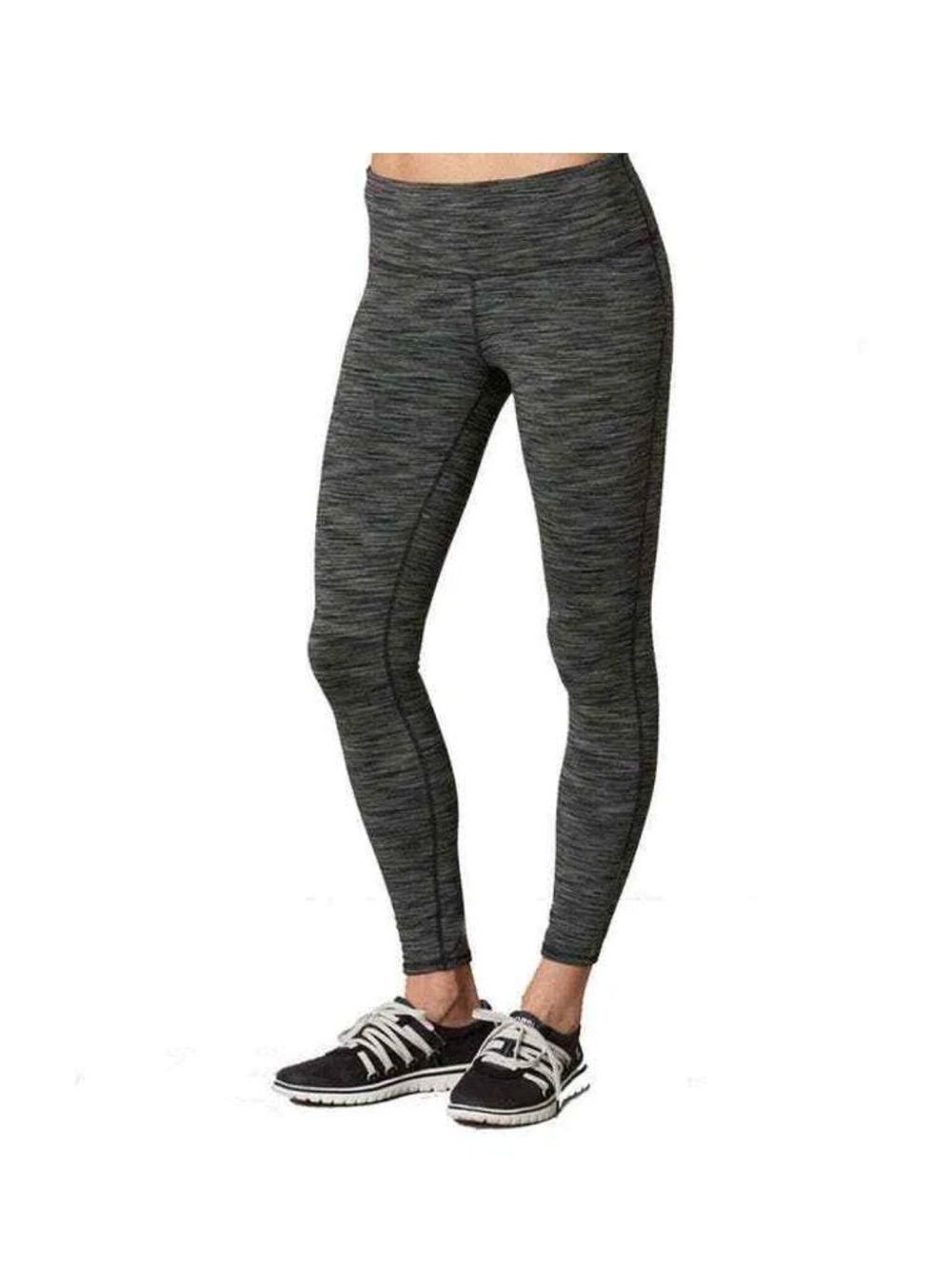 prAna Caraway Black Grey Spacedye Athletic Leggings Yoga Tights High Rise M